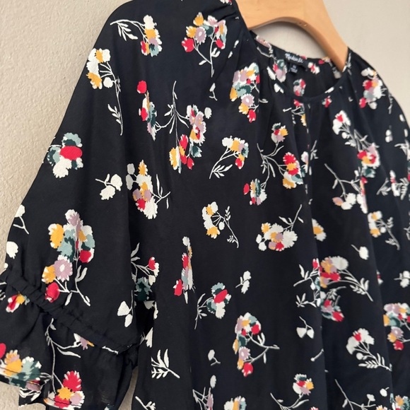 Madewell 100% Silk Notched Ruffle Cuff Blouse Top In Carnation Toss Size XS - Picture 7 of 10